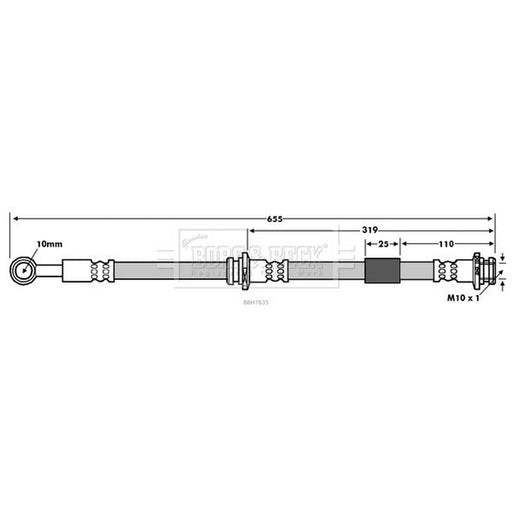 Borg & Beck Brake Hydraulic Hose Line Rear BBH7835