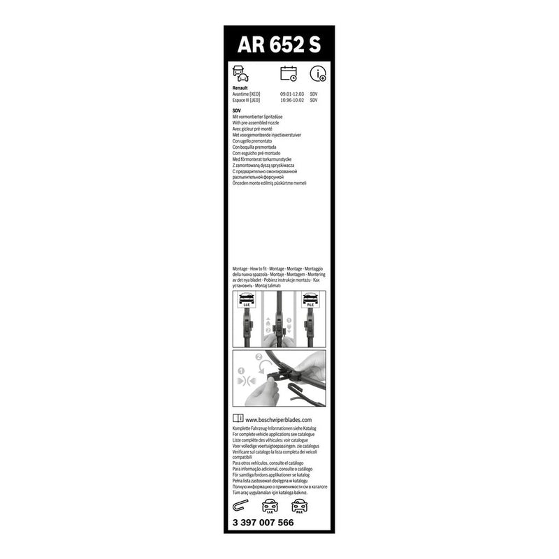 Bosch Aerotwin Front Wiper Blade Set 650mm + 450mm — AR652S