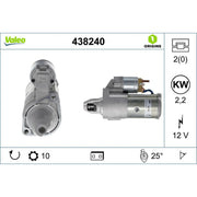 Valeo Starter Motor 12V 2.2kW 10 Teeth 438240