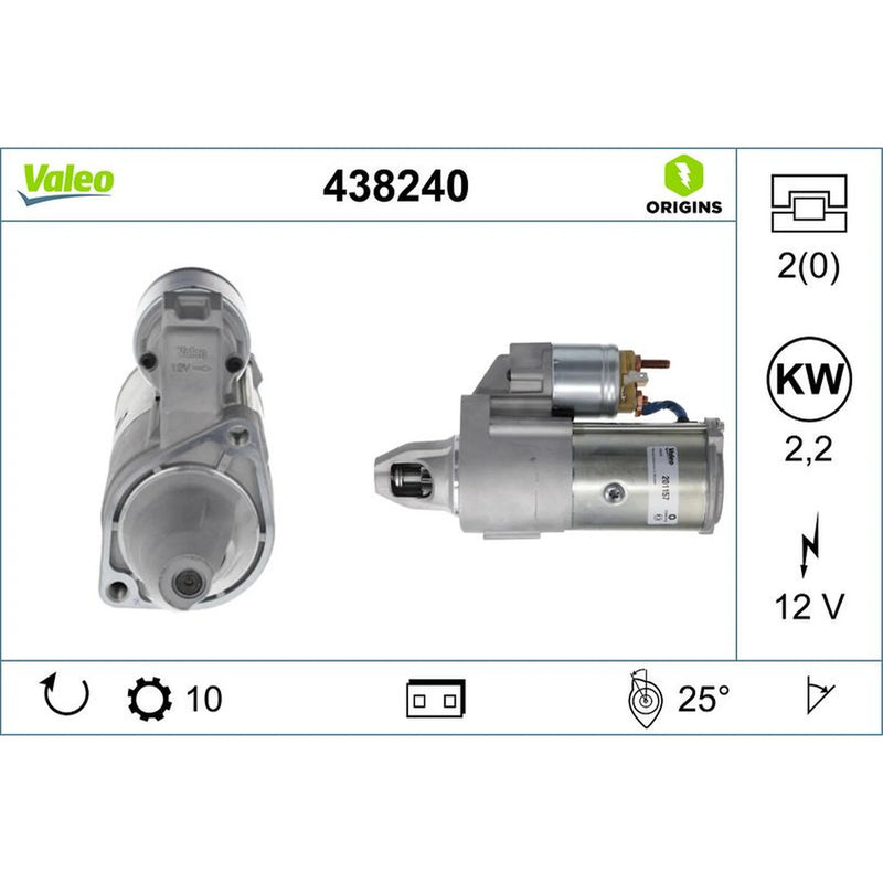 Valeo Starter Motor 12V 2.2kW 10 Teeth 438240