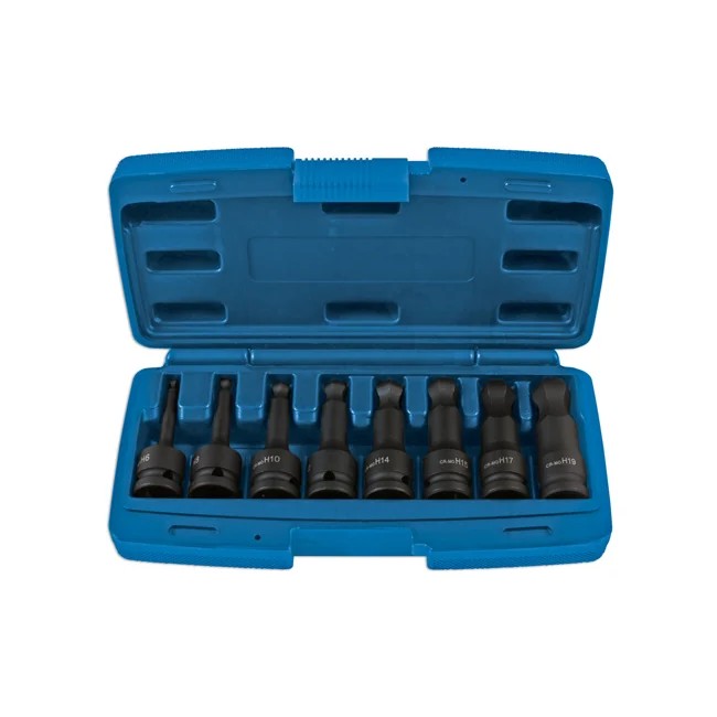 Laser Tools Ball End Impact Hex Socket Bit Set 1/2"D 8pc - PL