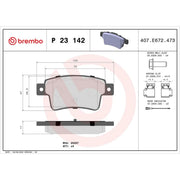 Brembo 4 x Rear Brake Pad Set P23142