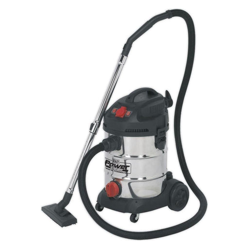 Sealey Vacuum Cleaner Industrial 30L 1400W/230V Stainless Drum Auto Start Sealey  - Town Parts