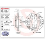 Brembo 2 x Perforated/Vented Rear Brake Discs 09.C085.11