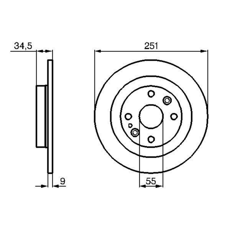 Bosch 2 x Solid Rear Brake Discs 0 986 478 701