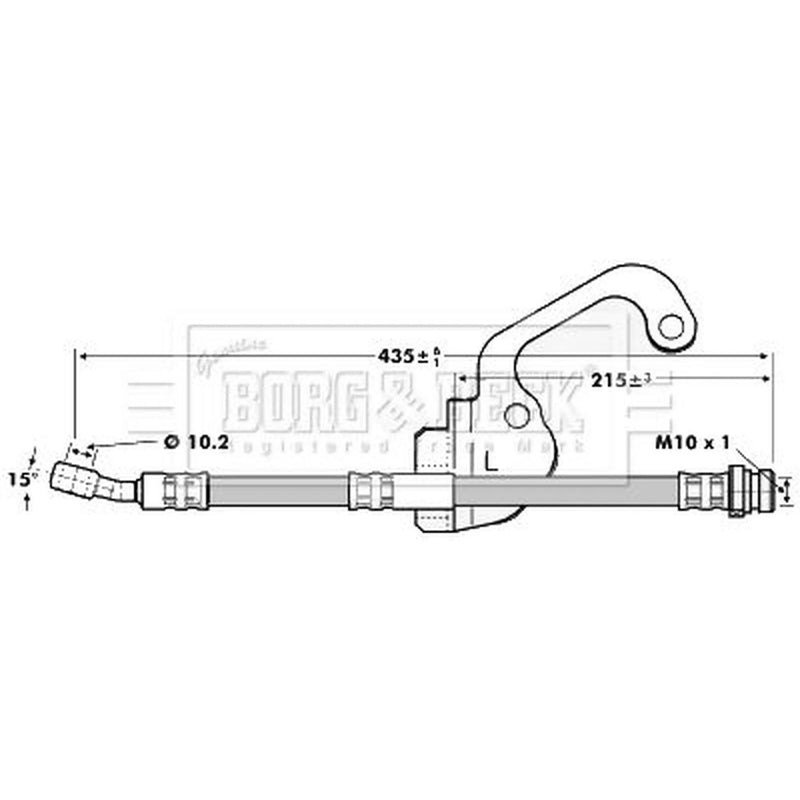 Borg & Beck Brake Hydraulic Hose Line Front Left BBH7055