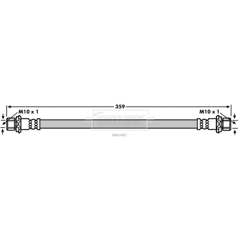Borg & Beck Brake Hydraulic Hose Line Front Left BBH7887
