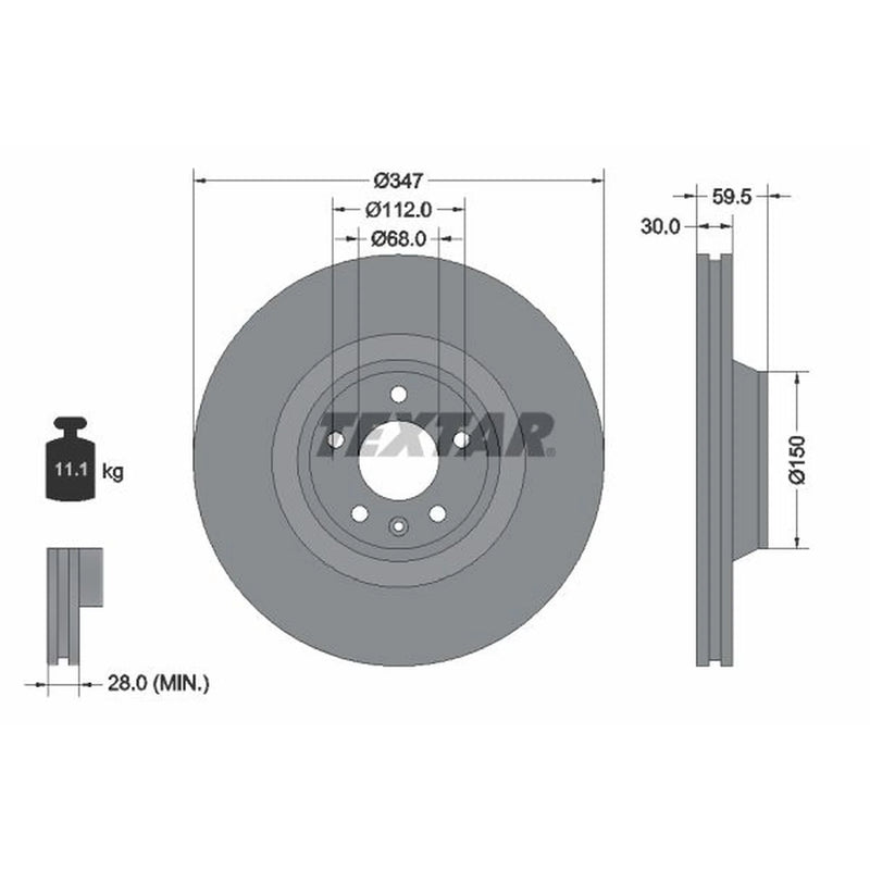 Textar 2 x Front Brake Discs 92132405