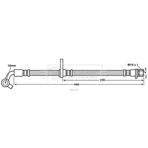 Borg & Beck Brake Hydraulic Hose Line Rear Left BBH7755