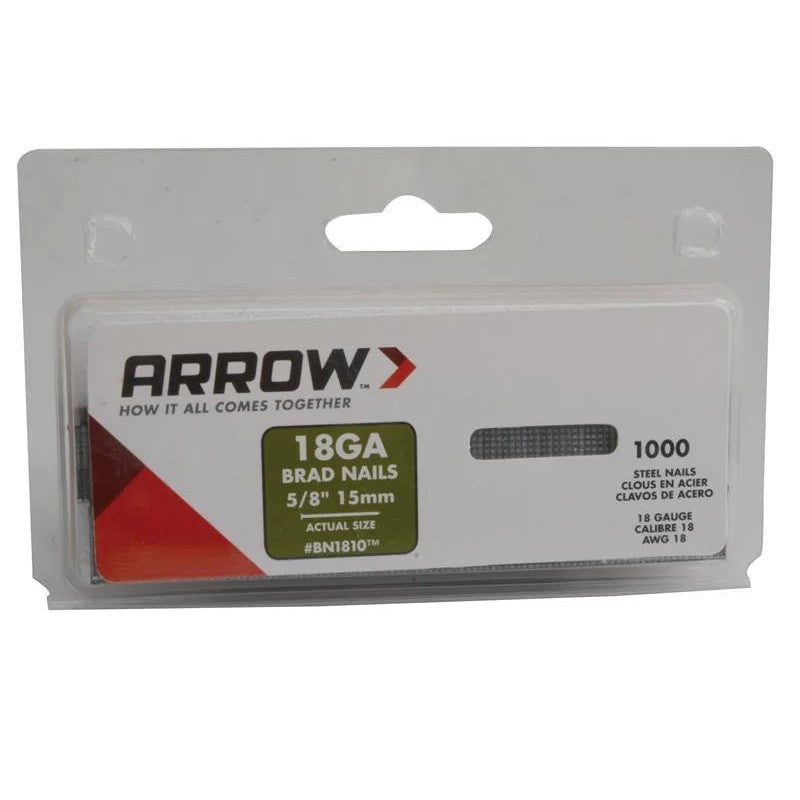 Arrow BN1810 Brad Nails 15mm (Pack 1000) - ABN1810