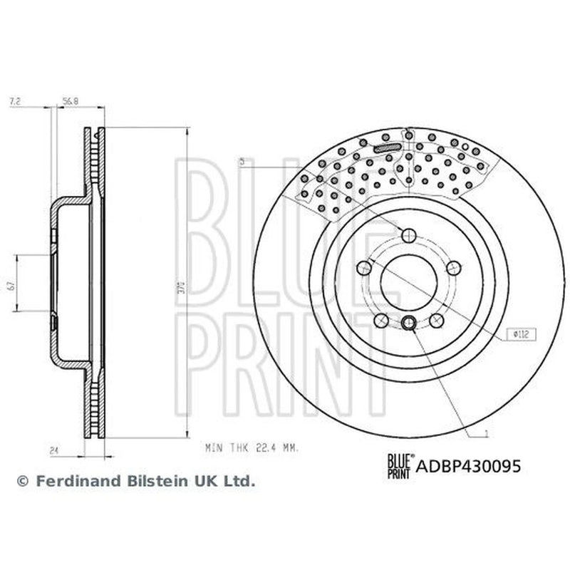 Blue Print 2 x Internally Vented Rear Brake Discs ADBP430095