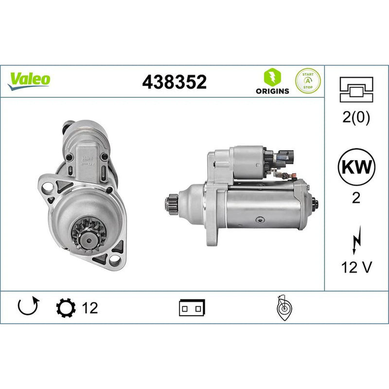 Valeo Starter Motor 12V 2kW 12 Teeth 438352
