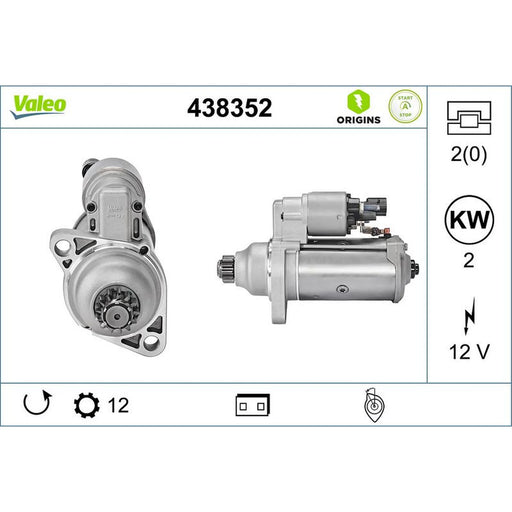 Valeo Starter Motor 12V 2kW 12 Teeth 438352