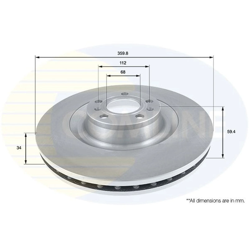 Comline 2 x Front Brake Discs ADC2607V