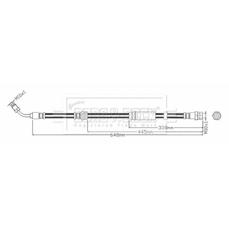 Borg & Beck Brake Hydraulic Hose Line Front Left BBH8714