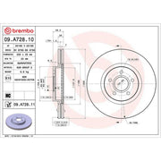 Brembo 2 x Internally Vented Front Brake Discs 09.A728.11