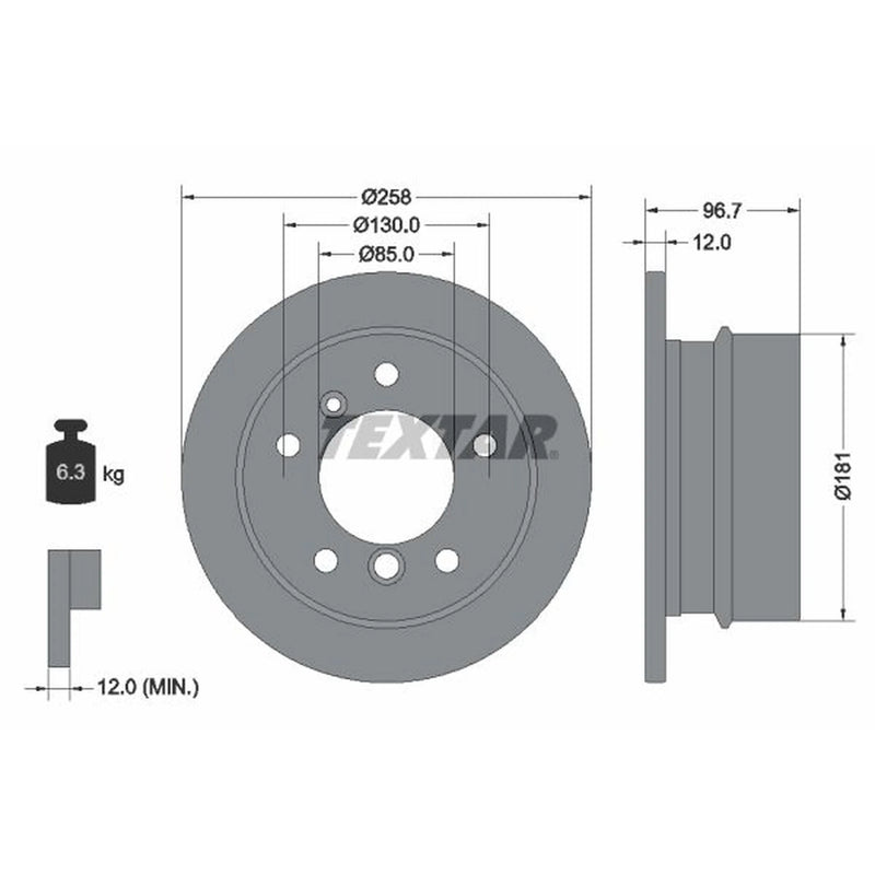 Textar 2 x Solid Rear Brake Discs 92137503