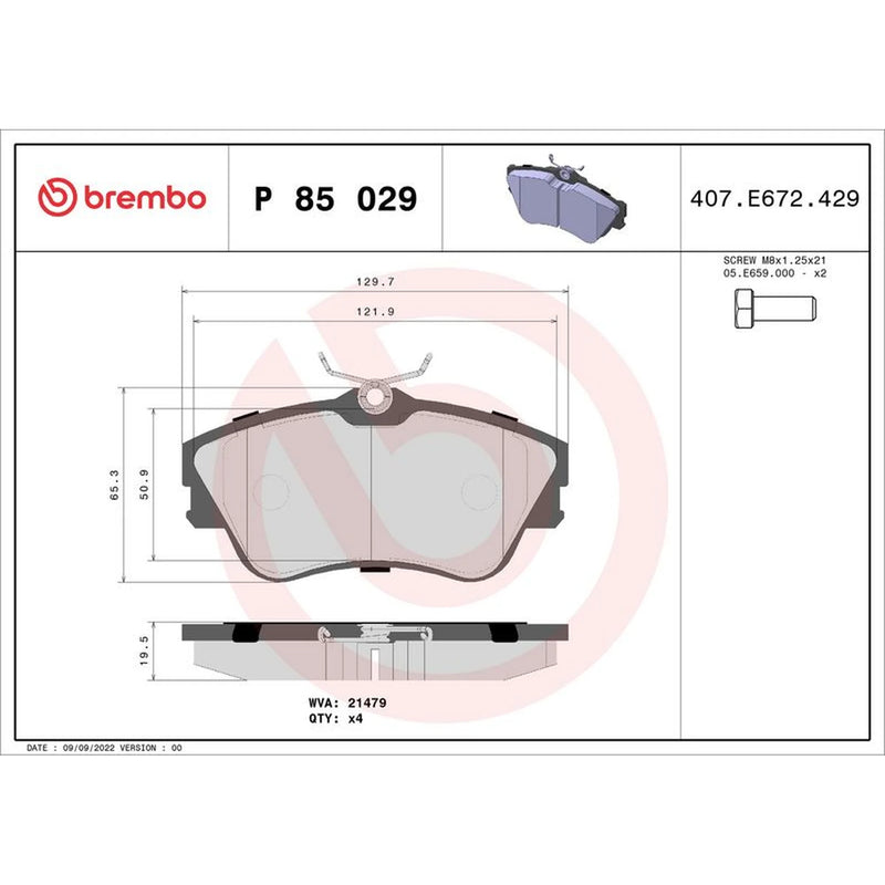 Brembo Front Brake Pad Set P85029