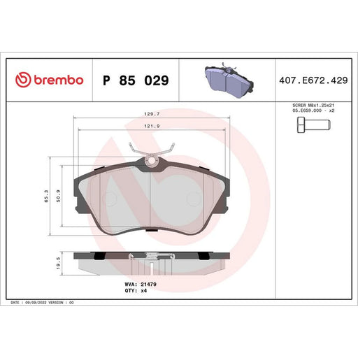 Brembo Front Brake Pad Set P85029