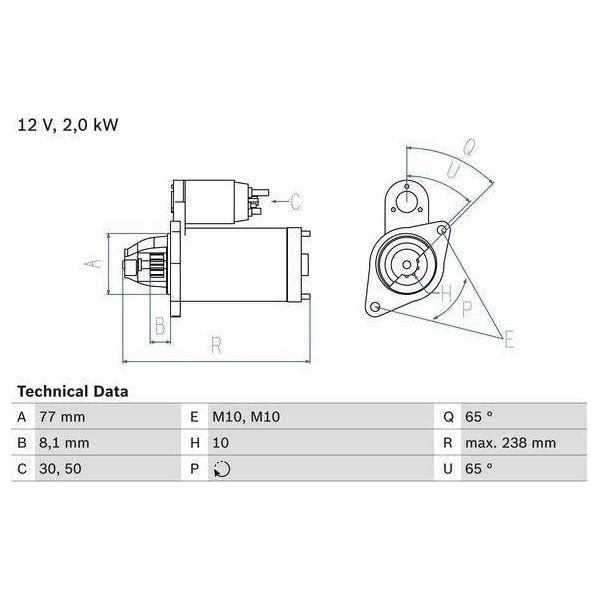 Bosch Reman Starter Motor 2334 0986023340 Bosch  - Town Parts