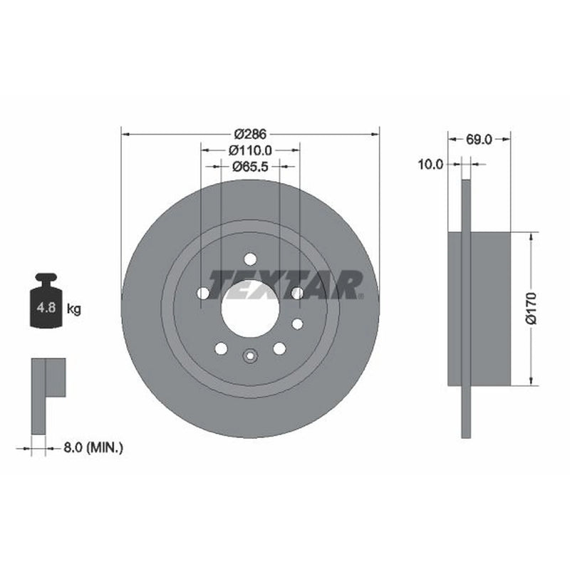 Textar 2 x Solid Rear Brake Discs 92100200