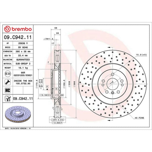 Brembo 2 x / Front Brake Discs 09.C942.11