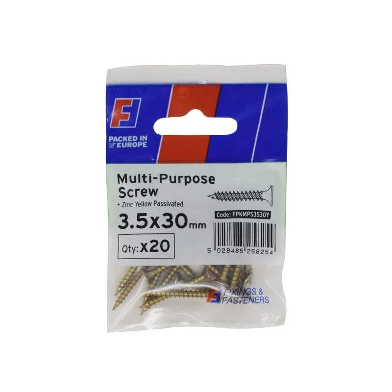 ForgeFix Multi-Purpose Pozi Screw CSK ST ZYP 3.5 x ForgePack 20 30-40mm
