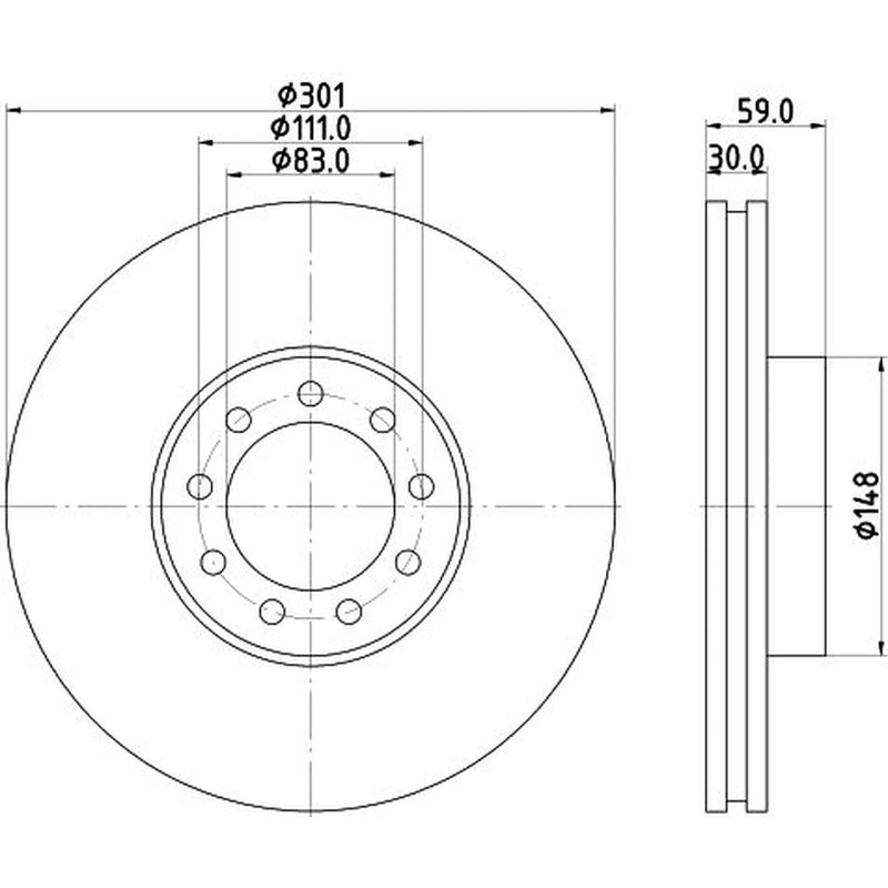 DON 2 x Internally Vented Front Brake Discs PCD20871