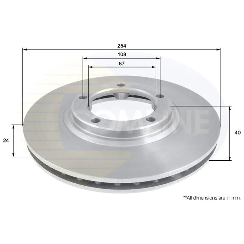 Comline 2 x Internally Vented Front Brake Discs ADC1040V