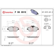 Brembo 4 x Front Brake Pad Set P06091E