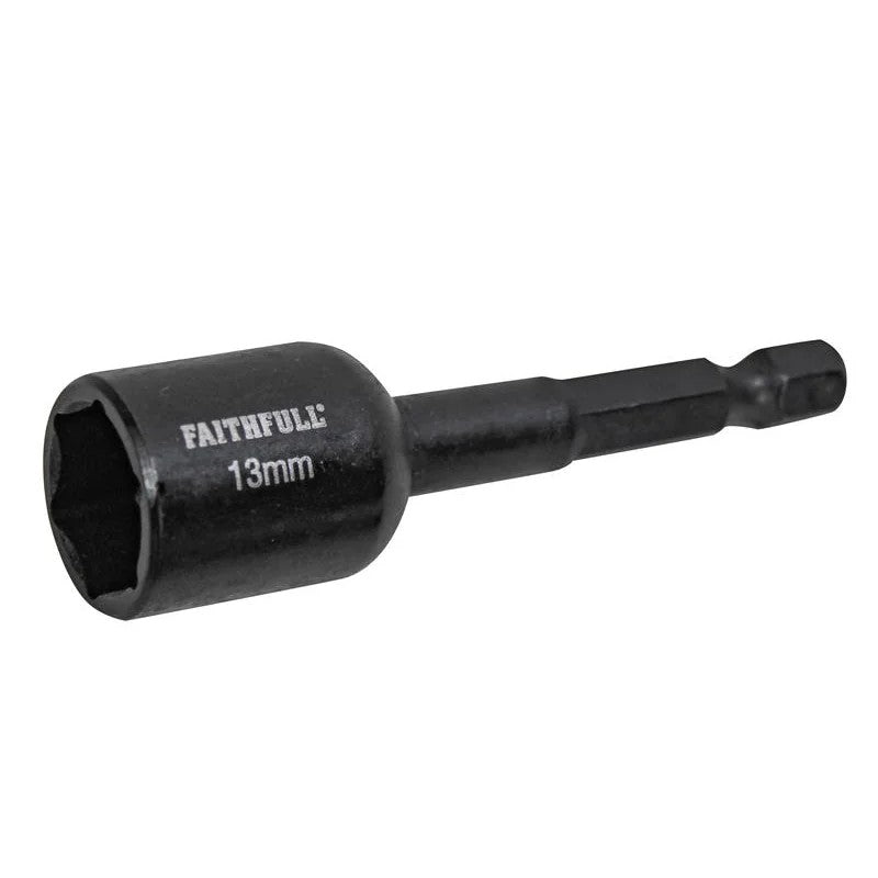 Faithfull Magnetic Impact Nut Driver x 1/4in Hex 8-13mm