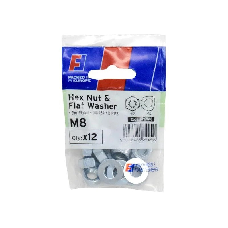 ForgeFix Nut & Washer M8 ForgePack 12 - FPKNW8