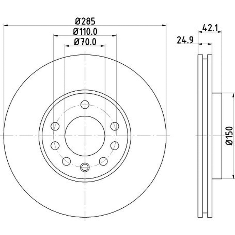 DON 2 x Internally Vented Front Brake Discs PCD10452