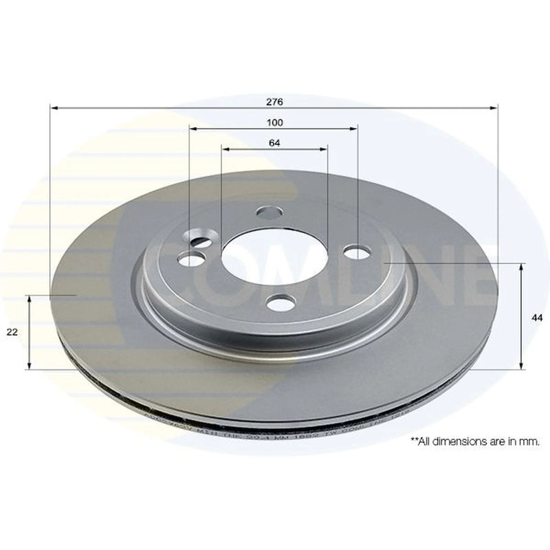 Comline 2 x Internally Vented Front Brake Discs ADC2962V