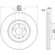 Mintex 2 x Vented Front Brake Discs MDC3202C