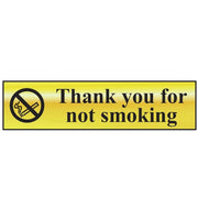 Scan Thank You For Not Smoking - Polished Brass Effect 200 x 50mm - 6001