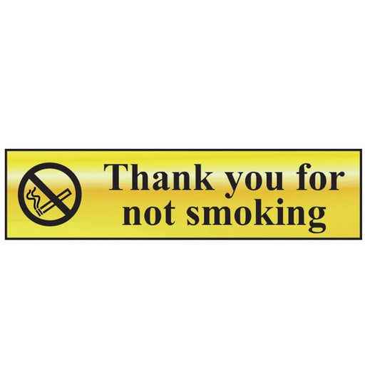 Scan Thank You For Not Smoking - Polished Brass Effect 200 x 50mm - 6001