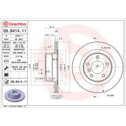 Brembo 2 x Internally Vented Rear Brake Discs 09.B414.11