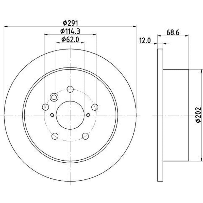 DON 2 x Solid Rear Brake Discs PCD23132