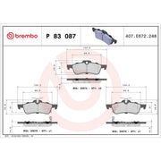 Brembo 4 x Rear Brake Pad Set P83087