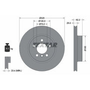 Textar 2 x Internally Vented Front Brake Discs 92141505