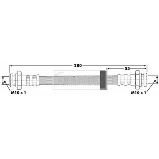 Borg & Beck Brake Hydraulic Hose Line Rear Left BBH6365