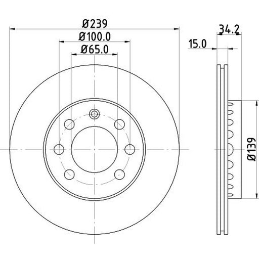 DON 2 x Externally Vented Front Brake Discs PCD23112