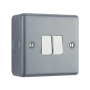 Masterplug Metal Clad 2-Gang 2-Way Light Switch - MC542-01