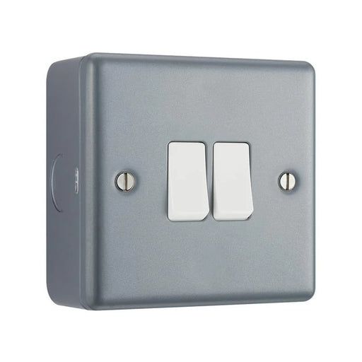 Masterplug Metal Clad 2-Gang 2-Way Light Switch - MC542-01