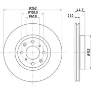 DON 2 x Internally Vented Front Brake Discs PCD22312