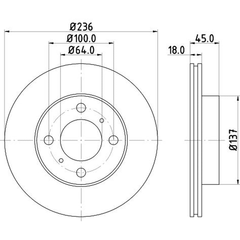 DON 2 x Internally Vented Front Brake Discs PCD14002