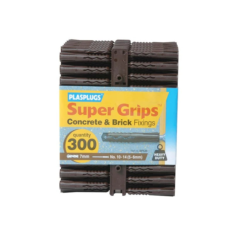 Plasplugs BP 539 Solid Wall Super Grips™ Fixings Brown (300) - BP539CC