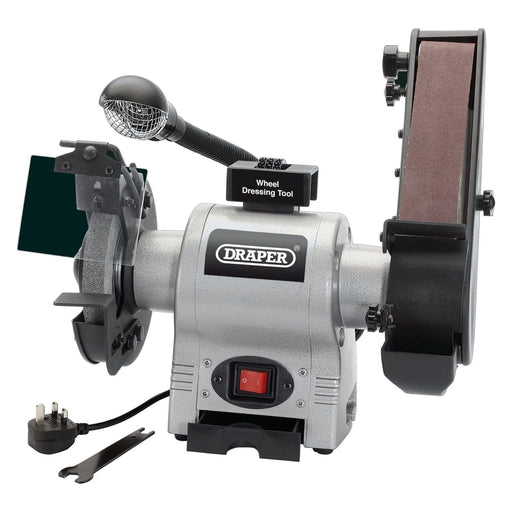 Draper Bench Grinder with Sanding Belt and Worklight, 150mm, 370W 05096 Draper  - Town Parts