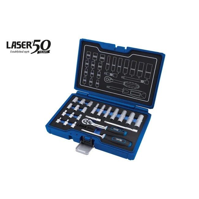 Laser Tools Socket Set 1/4"D 23pc - 50th Anniversary - PL
